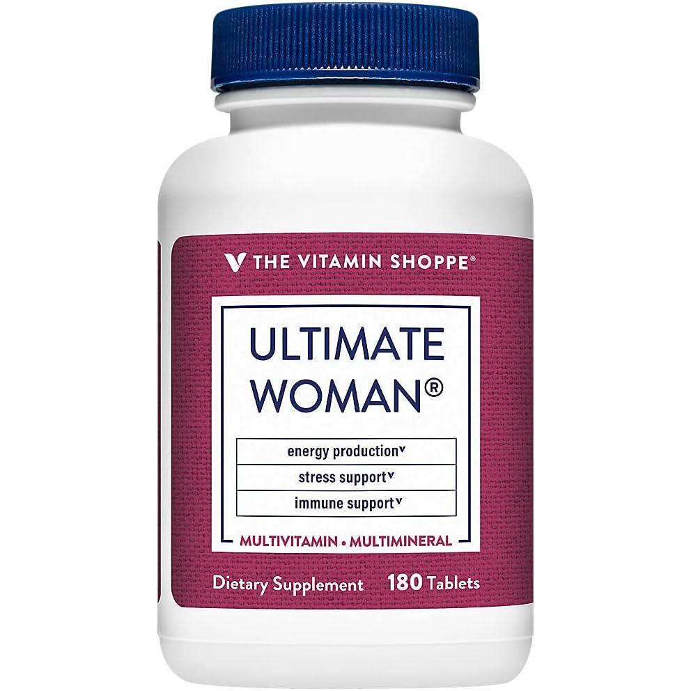 imageThe Vitamin Shoppe Ultimate Woman Multivitamin High Potency Daily Multi with Energy Blend Complete Nutrition for Women 180 Tablets180 Count Pack of 1