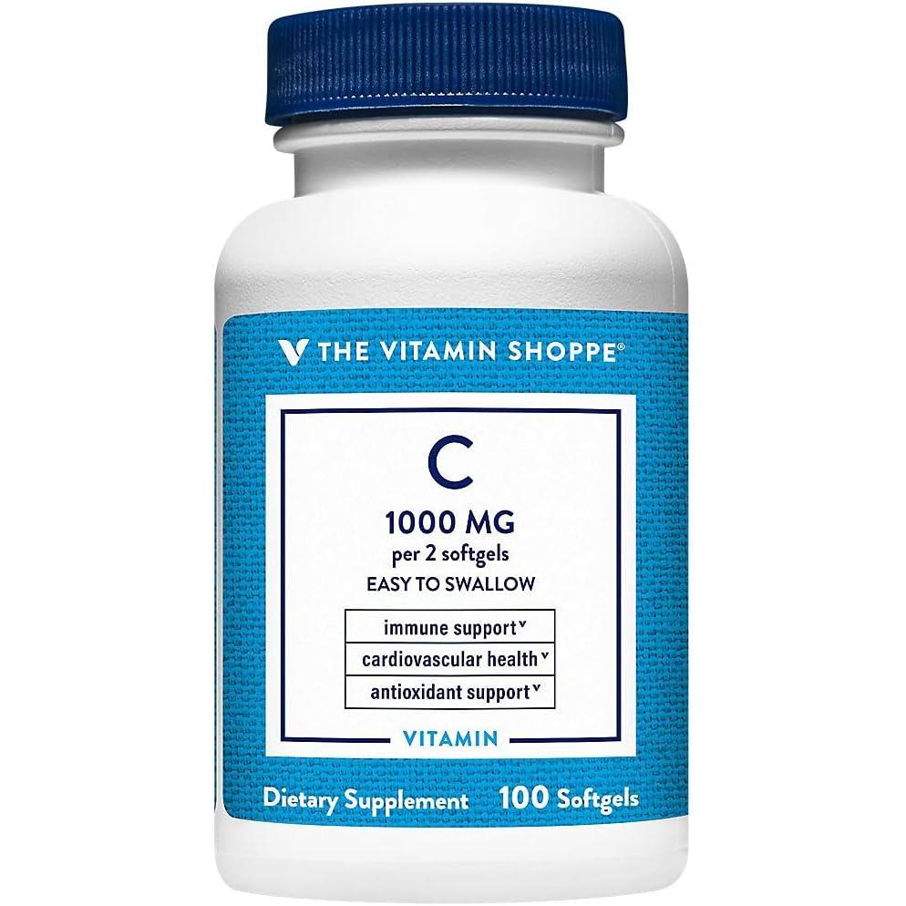 imageThe Vitamin Shoppe Vitamin C 1000MG Immune Support Antioxidant Protection amp Collagen Formation Daily Vitamin 100 Softgels100 count Pack of 1