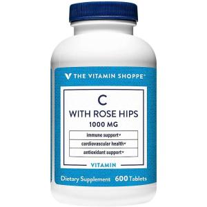 The Vitamin Shoppe C-1000 with Rose HIPS 600 Tablets (600 Tablets)(600 count (Pack of 1))