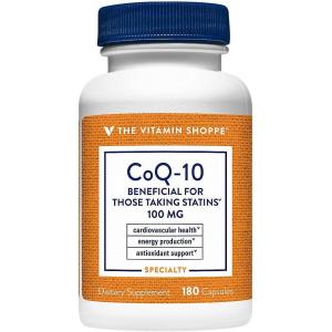 The Vitamin Shoppe CoQ-10 100mg – Beneficial for Those Taking Statins – Supports Heart & Cellular Health and Healthy Energy Production, Essential Antioxidant – Once Daily (180 Capsules)(180 Count (Pack of 1))