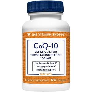 The Vitamin Shoppe CoQ-10 100mg – Heart & Cellular Energy | Ubiquinone Coenzyme Q10 | 30 Softgels | Statin Support(120 Count (Pack of 1))