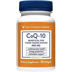 The Vitamin Shoppe CoQ-10 400mg – Beneficial for Those Taking Statins – Supports Heart & Cellular Health and Healthy Energy Production, Essential Antioxidant – Once Daily (30 Softgels)(30 Count (Pack of 1))