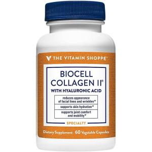 The Vitamin Shoppe Collagen Type II 1000MG – Joint Health, Cartilage Support & Flexibility, with Hyaluronic Acid (60 Vegetable Capsules)(60 Count (Pack of 1))