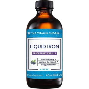 The Vitamin Shoppe Liquid Iron – Easy Absorption BlackBerry Vanilla | Non-Constipating Energy | 16 oz | Gentle Formula