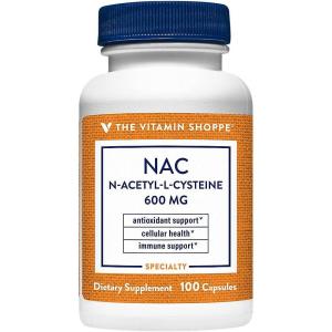 The Vitamin Shoppe NAC N-Acetyl-L-Cysteine Promotes Cellucor Health, Immune (100 Capsules)(100 Count (Pack of 1))