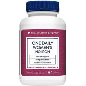 The Vitamin Shoppe Once Daily Women’s Multivitamin with No Iron | 2,000IU Vitamin D3, Multi-Mineral Supplement | Supports Energy Production, Cardiovascular, Immune Health (180 Tablets)