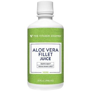 The Vitamin Shoppe Organic Aloe Vera Fillet Juice – No Water Added – Soothing for Digestive Discomfort (32 Fluid Ounce)