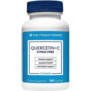 The Vitamin Shoppe Quercetin with Vitamin C – Immune & Seasonal Support | Citrus-Free Bioflavonoid | 100 Capsules | Year-Round
