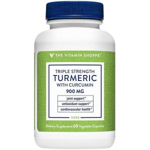 The Vitamin Shoppe Triple Strength Turmeric with Curcumin 900mg, Supports Joint Mobility, Provides Antioxidant Benefits & Includes 5mg Bioperine for Nutrient Absorption (120 Vegetarian Capsules)(Unflavored)
