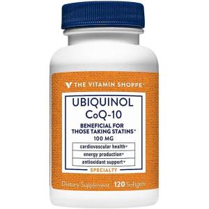 The Vitamin Shoppe Ubiquinol CoQ-10 100mg Beneficial for Those (120 Softgels)(120 count (Pack of 1))