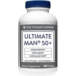 The Vitamin Shoppe Ultimate Man 50+ Multivitamin – High Potency Daily Multi for Men Over 50, Energy & Immune Support (180 Tablets)