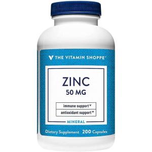 The Vitamin Shoppe Zinc 50MG – Immune Support, Skin Health & Antioxidant Protection, Essential Mineral (100 Capsules)(200 Count (Pack of 1))