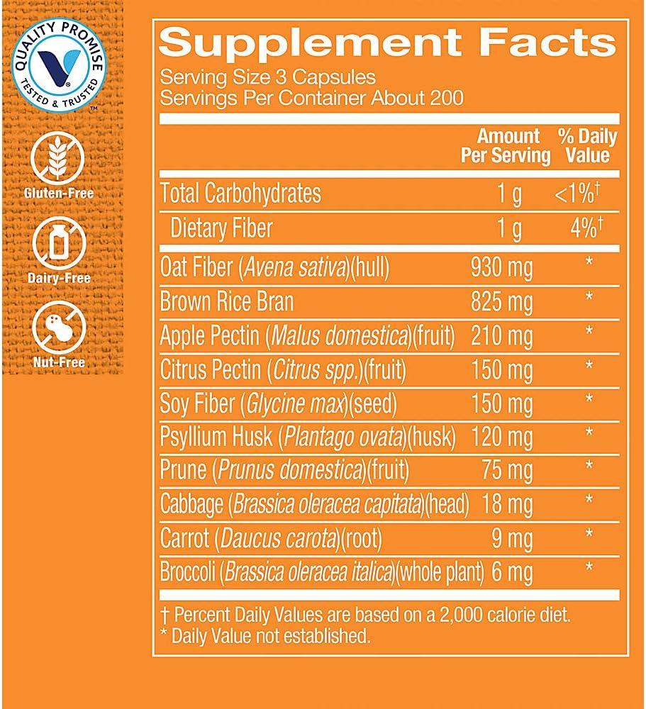 imageThe Vitamin Shoppe Fiber Blend Natural Source Insoluble and 100 Capsules600 Count Pack of 1