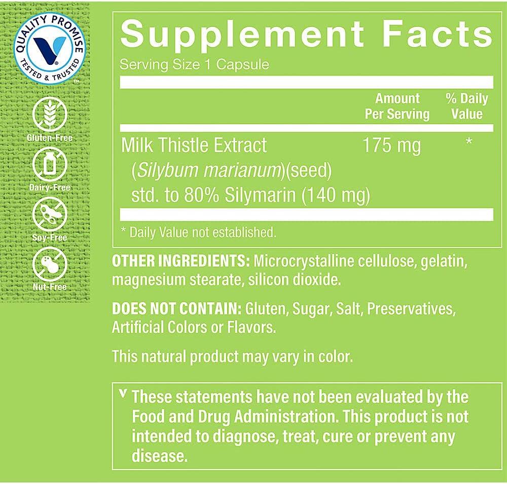 imageThe Vitamin Shoppe Milk Thistle 175 MG Liver Health Support Detoxification amp Antioxidant Protection 300 Capsules300 Count Pack of 1