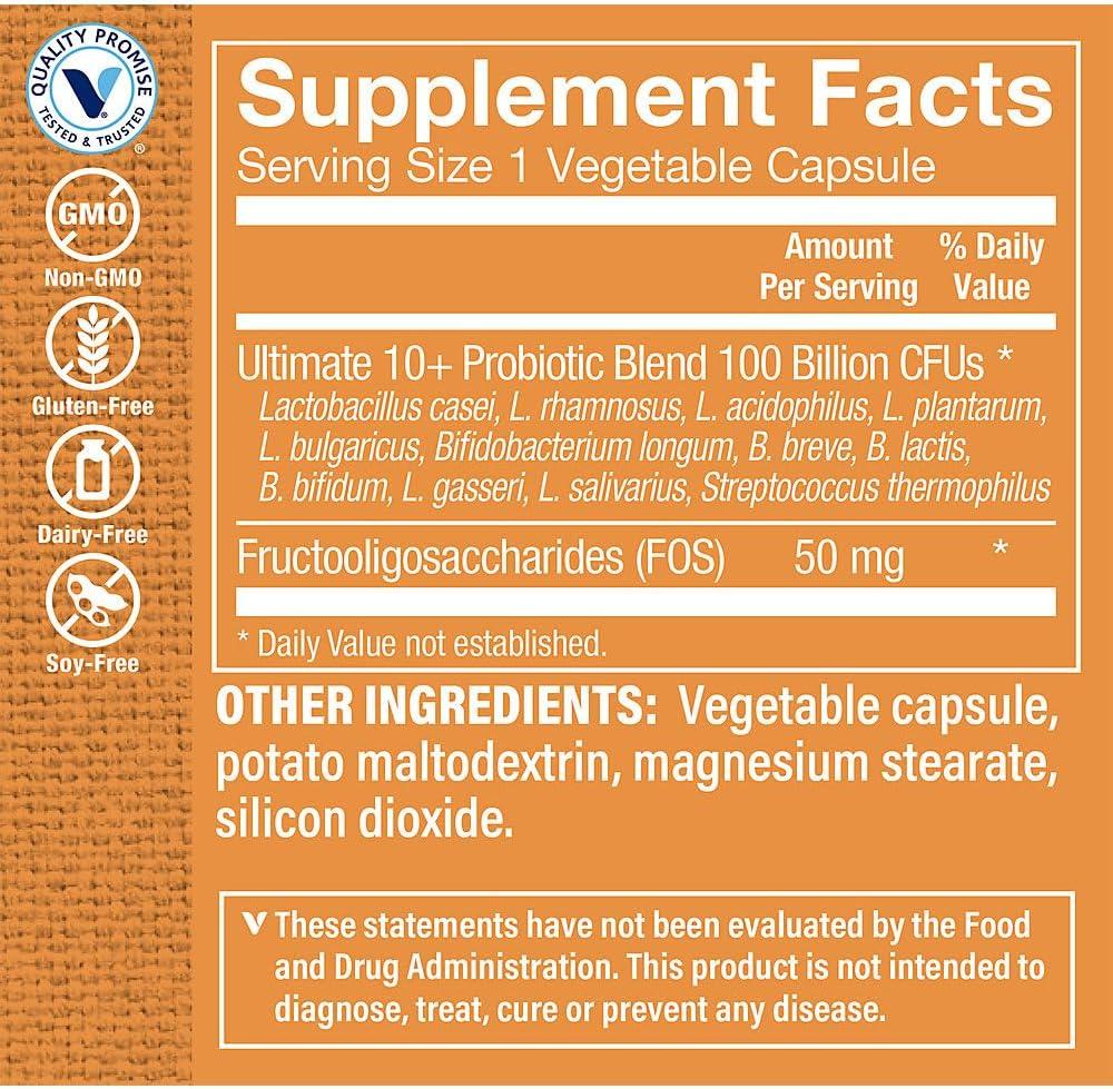 imageThe Vitamin Shoppe Ultimate 10 Probiotics 100 Billion CFU 10 Probiotic Strains for Digestive Health Immune amp Gut Support 30 Vegetable Capsules