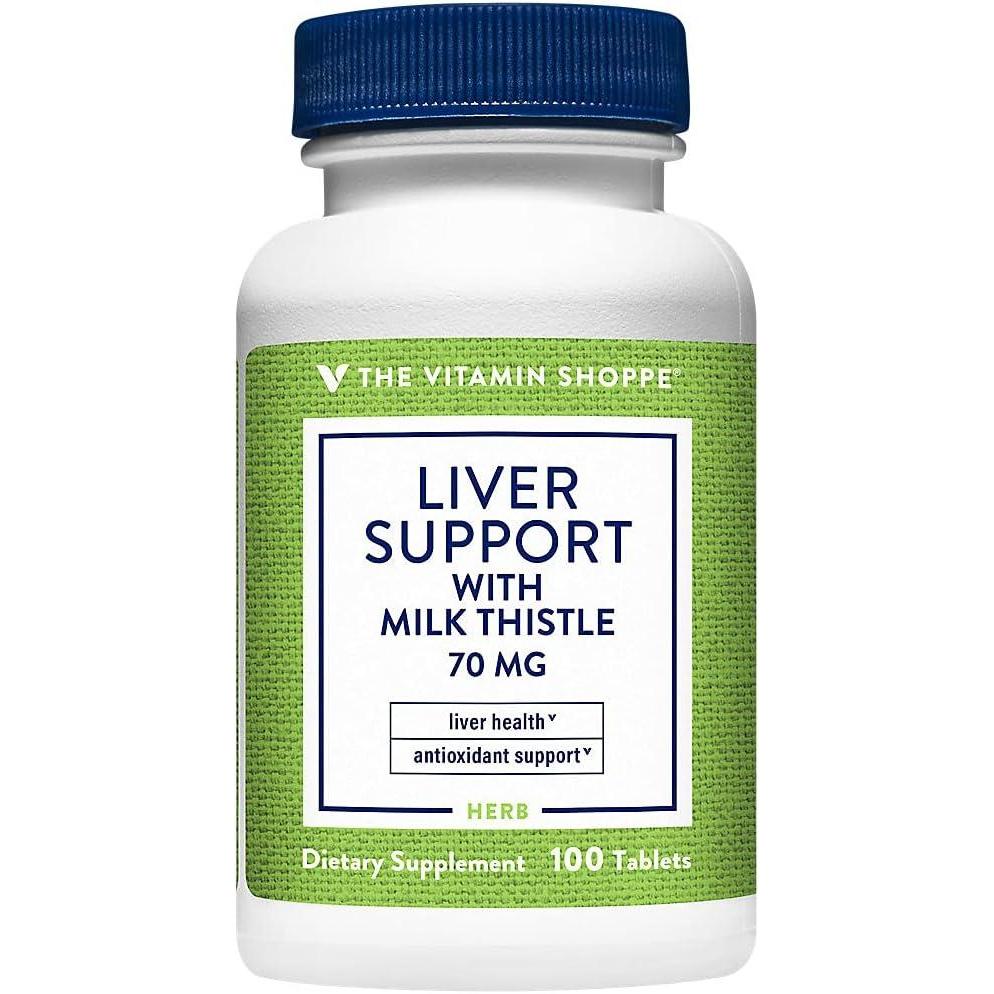 imageThe Vitamin Shoppe Liver Support with Milk Thistle  80 Silymarin Antioxidant  Hepatic Health amp Detox  100 Tablets  Liver Wellness