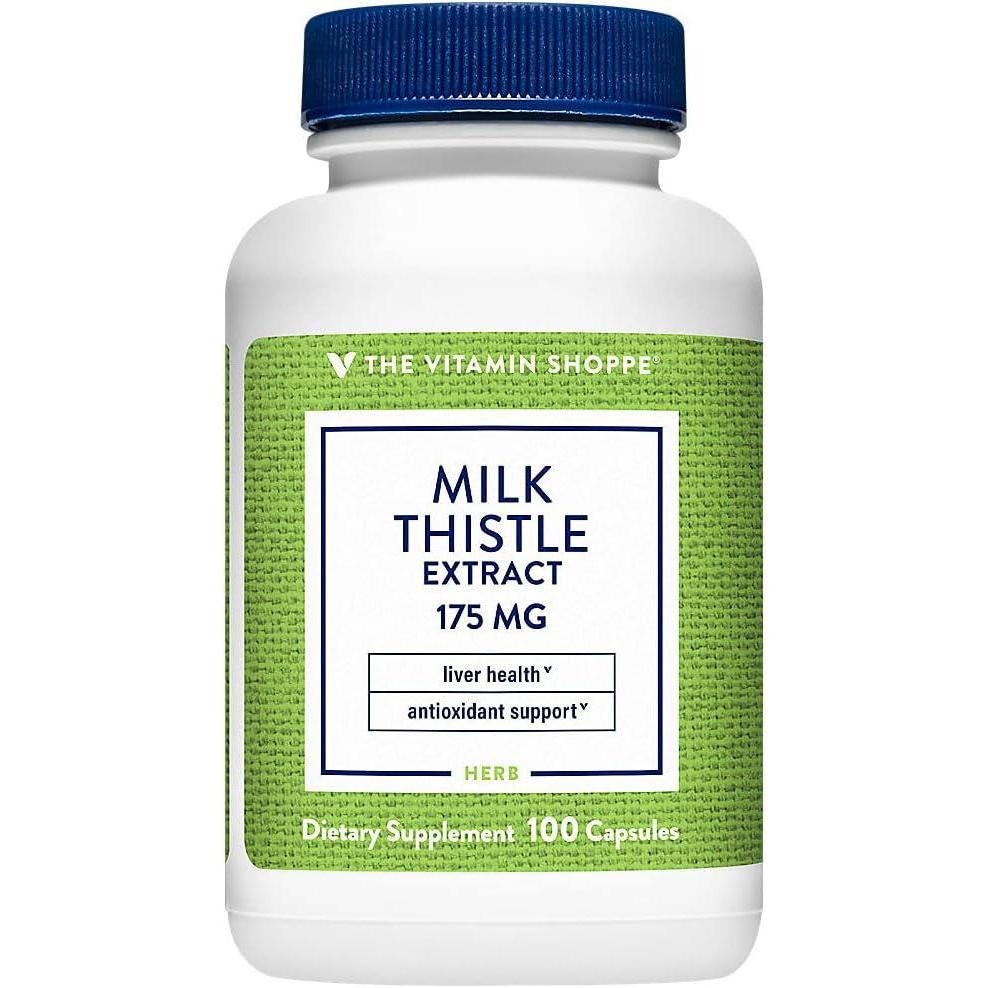 imageThe Vitamin Shoppe Milk Thistle 175 MG  Liver Health Support Detoxification amp Antioxidant Protection 300 Capsules100 Count Pack of 1