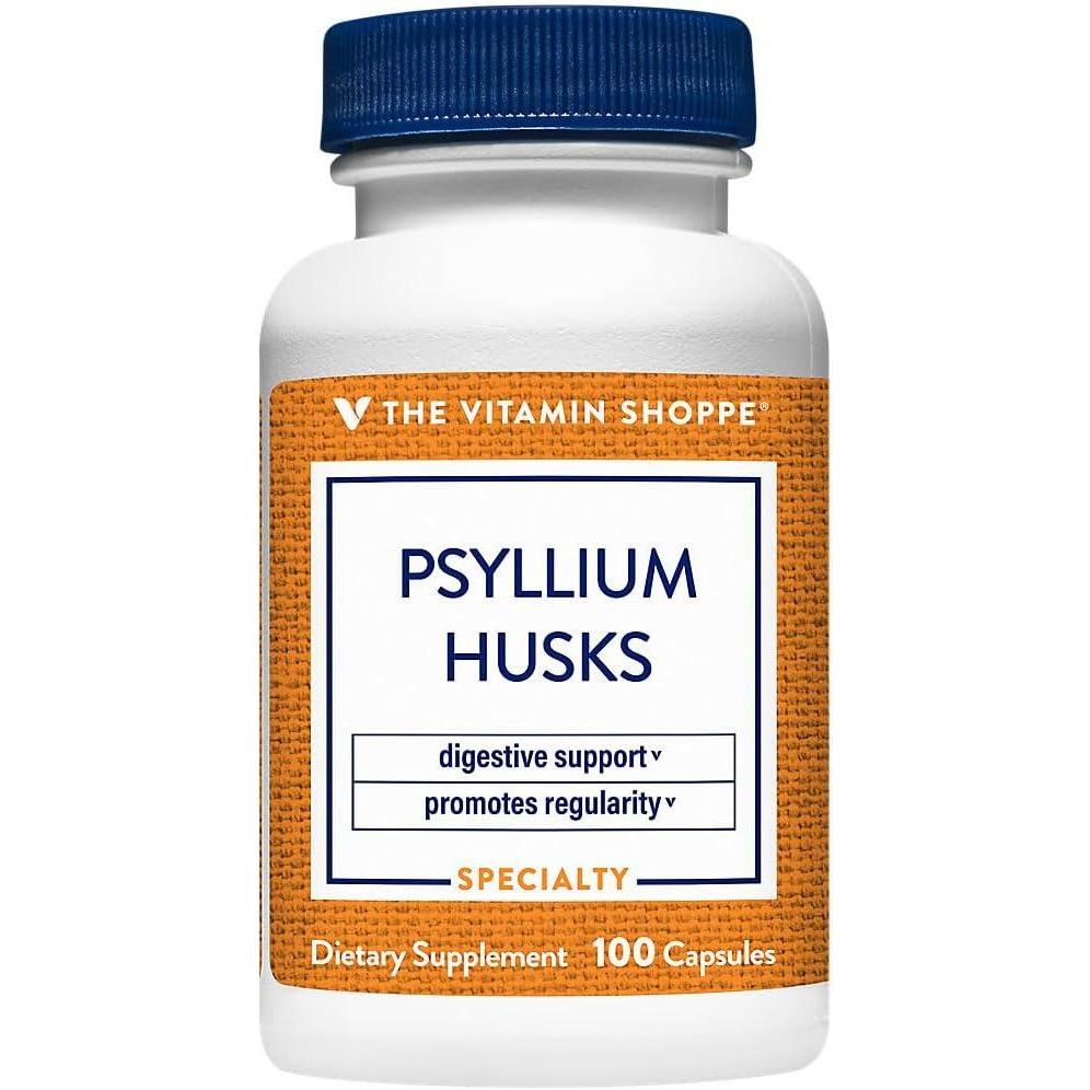 imageThe Vitamin Shoppe Psyllium Husks Plantago Ovata Fiber Supplement 300 Capsules100 Count Pack of 1