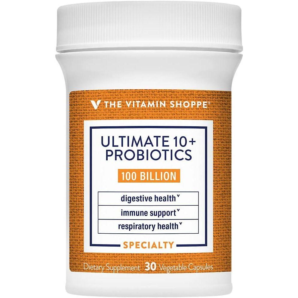 imageThe Vitamin Shoppe Ultimate 10 Probiotics 100 Billion CFU  10 Probiotic Strains for Digestive Health Immune amp Gut Support 30 Vegetable Capsules