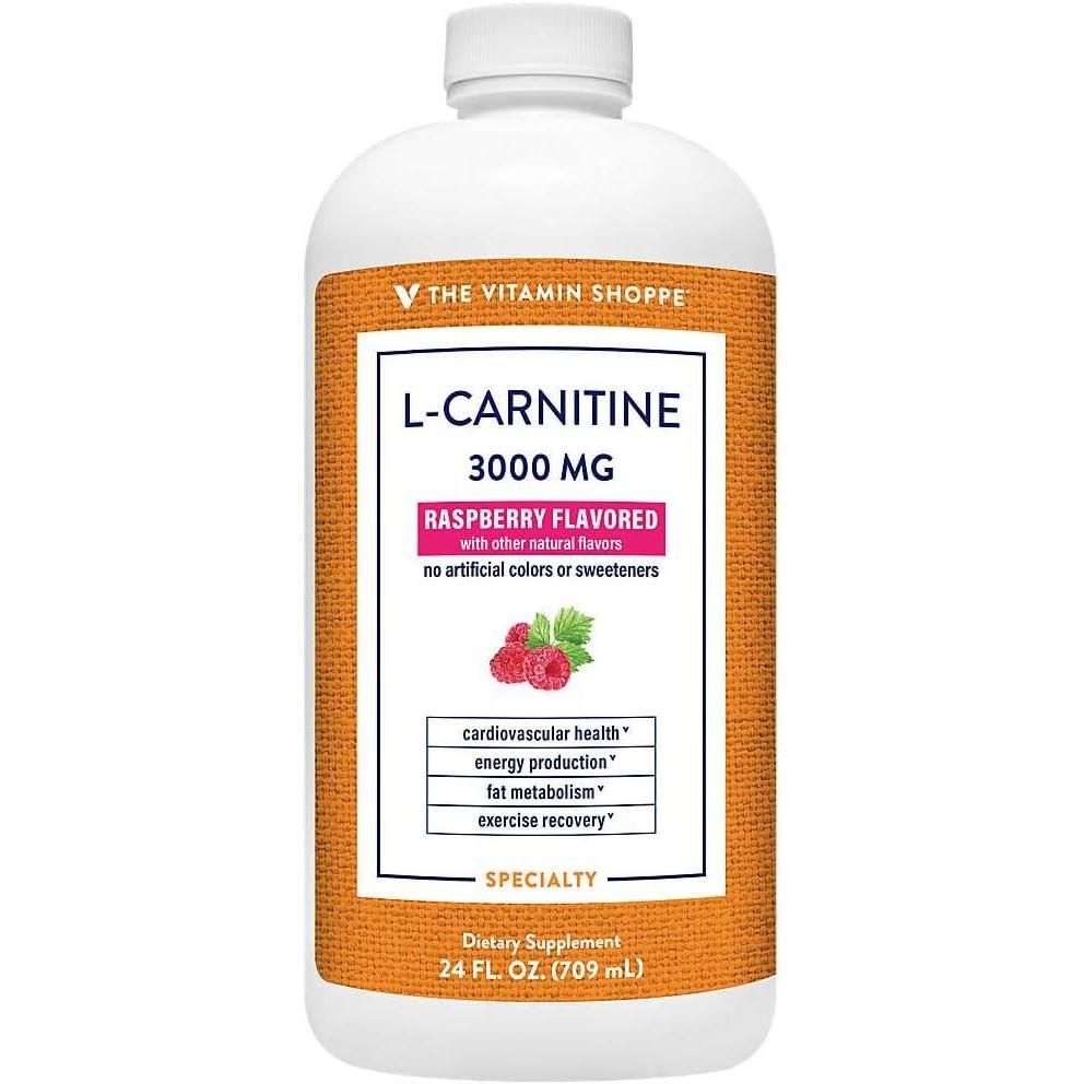 imageThe Vitamin Shoppe LCarnitine Liquid 3000mg  Fat Metabolism amp Energy Boost  Amino Acid Supplement  16 oz Raspberry  SugarFree24 Fl Oz Pack of 1