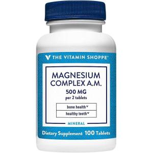 The Vitamin Shoppe Magnesium 500MG – Muscle Relaxation, Bone Health & Energy Production Support, Daily Mineral (100 Tablets)