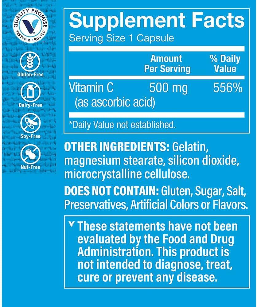 imageThe Vitamin Shoppe Vitamin C 500MG Immune Support Antioxidant Protection amp Collagen Formation Daily Vitamin 100 Capsules
