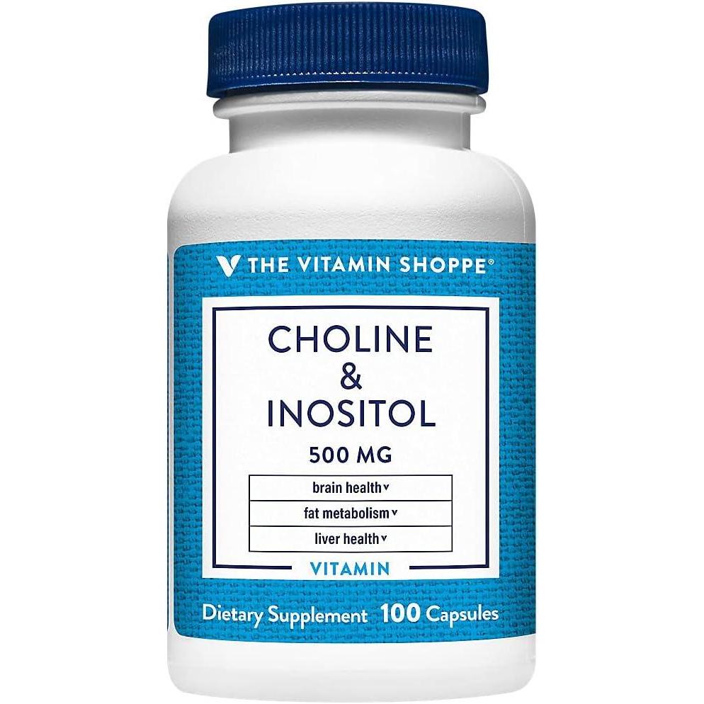 imageThe Vitamin Shoppe Choline Inositol 500MG Once Daily Supplement 300 Capsules100 Count Pack of 1