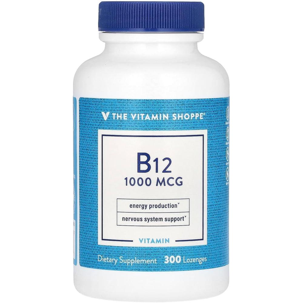 imageThe Vitamin Shoppe Vitamin B12 1000MCG Energy Production Nervous System amp Red Blood Cell Support Daily B Vitamin300 Count Pack of 1