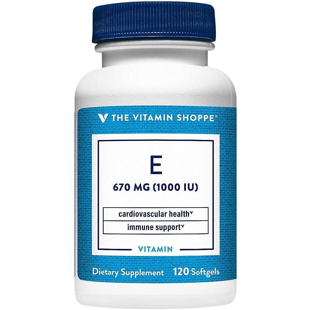 imageThe Vitamin Shoppe Vitamin E 1000IU Antioxidant Support for Skin Health amp Immune Function Daily Vitamin 60 Softgels120 Count Pack of 1