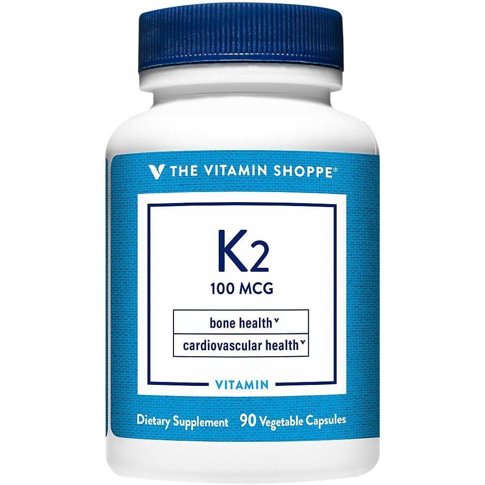 imageThe Vitamin Shoppe Vitamin K2 MK7 100 MCG Bone Density amp Arterial Health Menaquinone7 90 Capsules Vegan90 Count Pack of 1