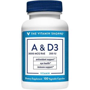 The Vitamin Shoppe Vitamin A & D Non-Oily – Immune & Vision Support | Antioxidant Formula | 100 Capsules | Once Daily