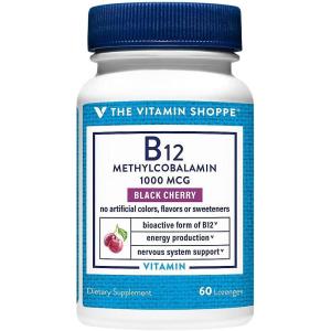 The Vitamin Shoppe Vitamin B12 Methylcobalamin 1,000mcg – Highly Bioavailable Form of B12 to Support Energy Production – Black Cherry Flavored (60 Lozenges)(60 Count (Pack of 1))