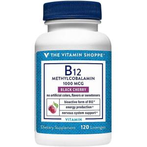 The Vitamin Shoppe Vitamin B12 Methylcobalamin 1,000mcg – Highly Bioavailable Form of B12 to Support Energy Production – Black Cherry Flavored (60 Lozenges)(120 Count (Pack of 1))
