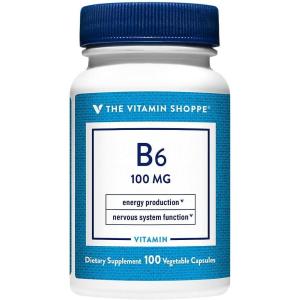 The Vitamin Shoppe Vitamin B6 100mg – Energy Metabolism & Brain Support | Pyridoxine Supplement | 100 Veggie Capsules | Gluten-Free(100 Count (Pack of 1))