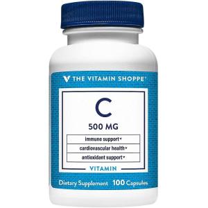 The Vitamin Shoppe Vitamin C 500MG – Immune Support, Antioxidant Protection & Collagen Formation, Daily Vitamin (100 Capsules)