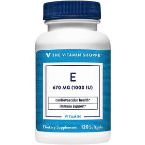 The Vitamin Shoppe Vitamin E 1,000IU – Antioxidant Support for Skin Health & Immune Function, Daily Vitamin (60 Softgels)(120 Count (Pack of 1))