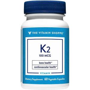 The Vitamin Shoppe Vitamin K2 MK-7 100 MCG – Bone Density & Arterial Health | Menaquinone-7 | 90 Capsules | Vegan(60 Count (Pack of 1))