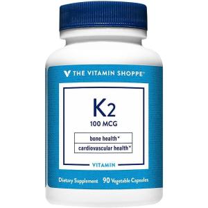 The Vitamin Shoppe Vitamin K2 MK-7 100 MCG – Bone Density & Arterial Health | Menaquinone-7 | 90 Capsules | Vegan(90 Count (Pack of 1))