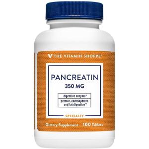 The Vitamin Shoppe Pancreatin 500MG, Natural Digestive Enzyme Supplement, Supports Digestion of Fats, Protein, Carbohydrates (100 Tablets)