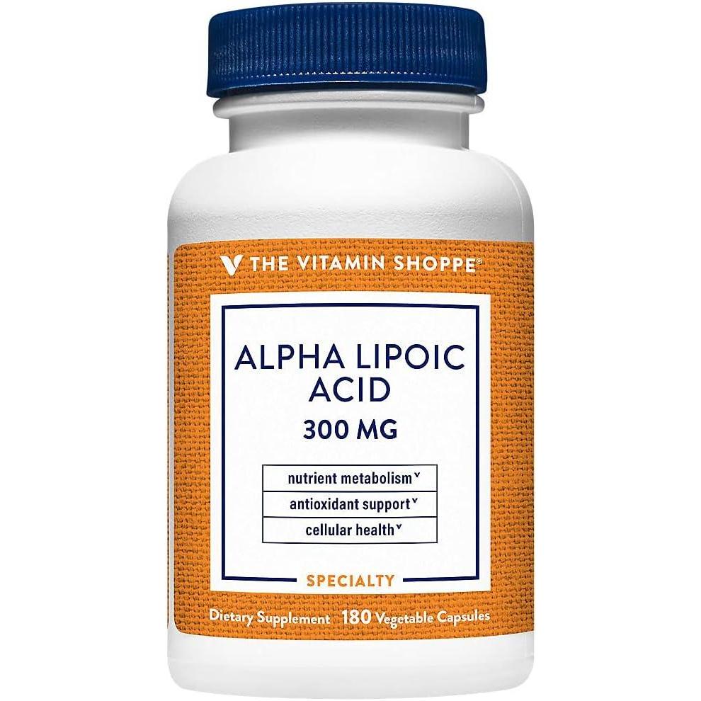 imageThe Vitamin Shoppe Alpha Lipoic Acid 300mg Natural Antioxidant Formula to Support Glucose Metabolism amp Promotes Healthy Blood Sugar 180 Capsules1 Count Pack of 1