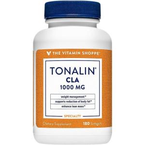 The Vitamin Shoppe Tonalin CLA 1000mg Softgel, Conjugated Linoleic Acid 740mg from Safflower Seeds – Supports Reduction of Body Fat (180 Softgels)