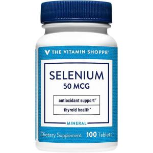 Selenium 50mcg – Mineral Supplement to Support Cellular & Heart Health, Once Daily Antioxidant, Gluten Free – Defends Against Free Radicals (100 Tablets) by The Vitamin Shoppe