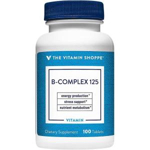 The Vitamin Shoppe Vitamin B-Complex – Energy Metabolism & Nervous System Support, Complete B Vitamins (100 Tablets)(100 Count (Pack of 1))