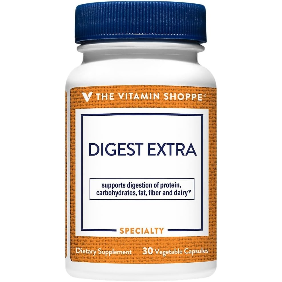 imageThe Vitamin Shoppe Digest Extra Enzymes Advanced Digestive Support Gluten Dairy Protein Fat 30 Vegetable Capsules Comprehensive30 Count Pack of 1