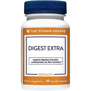 The Vitamin Shoppe Digest Extra Enzymes – Advanced Digestive Support | Gluten Dairy Protein Fat | 30 Vegetable Capsules | Comprehensive(30 Count (Pack of 1))