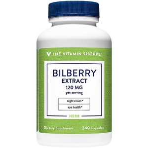 The Vitamin Shoppe Bilberry Extract 120MG, Antioxidant that Promotes (120 Capsules)(240 Count (Pack of 1))