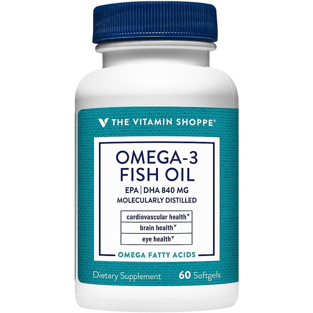image:imageThe Vitamin Shoppe Omega 3 Fish Oil 1100mg EPA 600mg amp DHA 240mg Purity Assured Molecularly Distilled to Support Cardiovascular Joint and Brain Health 180 Softgels60 Count Pack of 1