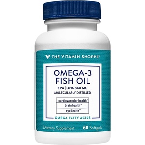 The Vitamin Shoppe Omega 3 Fish Oil 1100mg, EPA 600mg & DHA 240mg, Purity Assured, Molecularly Distilled to Support Cardiovascular, Joint and Brain Health (180 Softgels)(60 Count (Pack of 1))