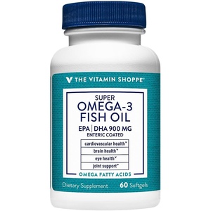 The Vitamin Shoppe Omega 3 Fish Oil 1290mg, EPA 735mg & DHA 165mg, Purity Assured, Molecularly Distilled to Support Cardiovascular, Joint and Brain Health (60 Softgels)(1 Count (Pack of 1))