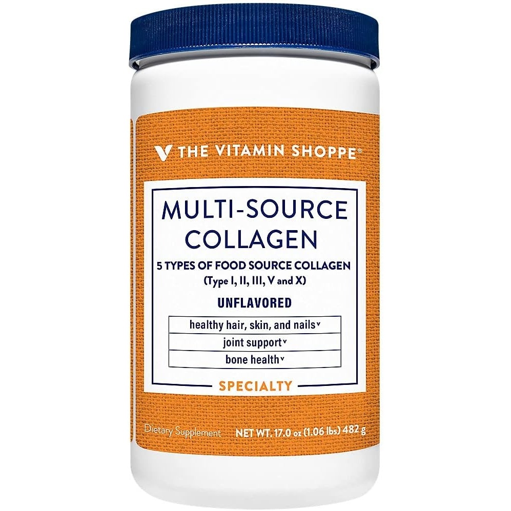 image:imageThe Vitamin Shoppe MultiSource Collagen Powder  Features 5 Types of Collagen to Enhance Hair Skin and Nails  Unflavored Powder 17 oz  45 Servings
